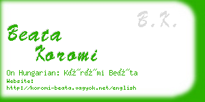 beata koromi business card